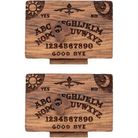 Miniatur-Ouija-Brett aus Holz mit Schublade und Herzmuster, funktionales Geisterbrett als Dekoration für Zuhause (2 Stück)