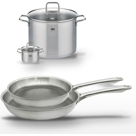 Lot de 2 Poêles 24/28cm & 2 Faitouts 12/26cm Elo Relief Passion (1/5)