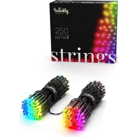 250 led rgb twinkly wifi ip44 cavo nero 20 metri -tws250stp-beu