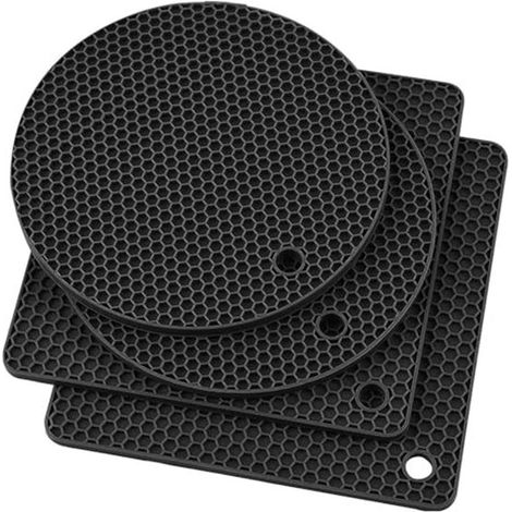 4 teiliges Set Silikon Topflappen Induktionsschutz Pfannenschutz hitzebeständige Matten Ofenhandschuhe hitzebeständige Untersetzer Silikonunterse (1/5)
