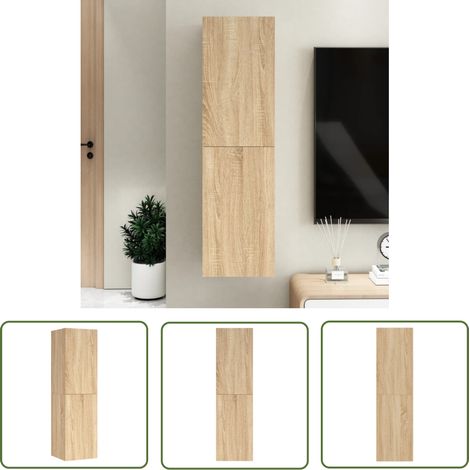 The Living Store TV-Schrank Sonoma-Eiche 30,5x30x110 cm Holzwerkstoff - TV-Wandregal - Holzregale - Regal Sonoma Eiche - Wohnwand Möbel - Fernseher Stand (1/5)