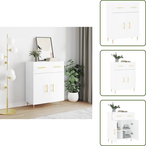 Buffet blanc 69,5x34x90 cm bois d'ingénierie - Buffet Design Moderne - Buffet Blanc - Buffet Rangement - Armoire Murale - Commode (1/5)