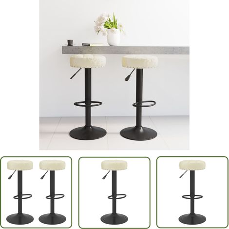 The Living Store Tabourets de bar lot de 2 crème velours - Tabouret De Bar - Chaise De Comptoir - Fauteuil De Bar - Meuble De Salon - Décoration Intérieure (1/5)