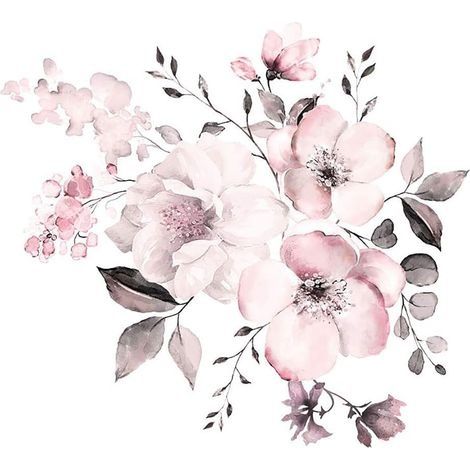 Stickers muraux vintage FLEUR en rose pâle (58x52 cm), Décor pour salon chambre cuisine couloir chambre d'enfant (1/5)