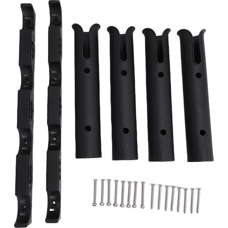 Porte-cannes à pêche mural bateau 4 tubes nylon – Rack vertical poteau bateaux yacht kayak noir, pêche (1/5)