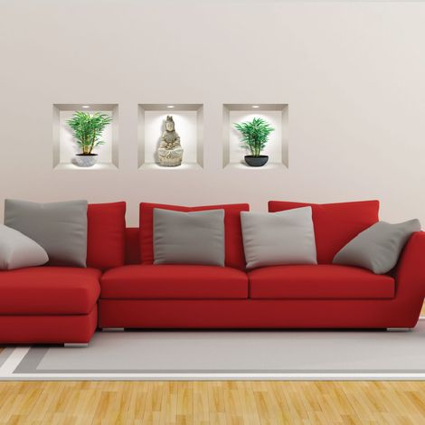 Stickers effet 3D bambous et bouddha 30 x 90 cm (1/4)