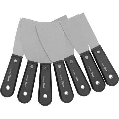 Ensemble de 7 couteaux à plâtre portables en acier pour la peinture sur cloisons sèches et bois. (1/5)