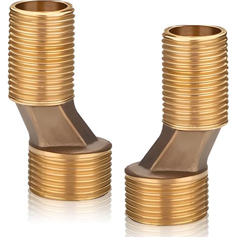 Lot de 2 adaptateurs pour robinet de douche, filetage extérieur 3/4" x 1/2" AG en laiton, adaptateur de raccord décalé de 8 mm de longueur, 60 mm, raccords de robinet réglables pour robinetterie (1/5)