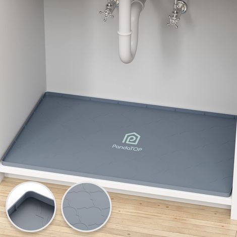 Tapis sous évier, 86,4 x 55,9 cm, Plateau d'armoire de Cuisine en Silicone, imperméable et Flexible, pour Cuisine, Salle de Bain et buanderie (1/5)