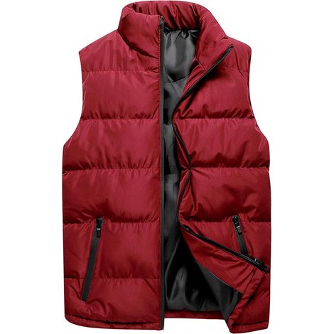 Chaqueta acolchada para hombre – Chaleco acolchado ligero Chaqueta de invierno de plumón abrigada Chaleco grueso sin mangas para correr con bolsillos con cremallera (1/5)