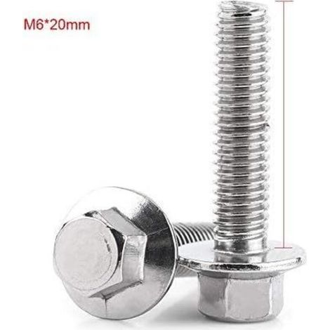 10pcs M6 acier inoxydable SS304 kit de vis, Vis à bride hexagonale Fixation des boulons de la tête de la rondelle(M620) (1/3)
