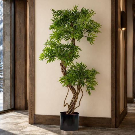 140cm Botanik Artificial Japanese Fruticosa Ficus Tree, Green Rainbow (1/5)