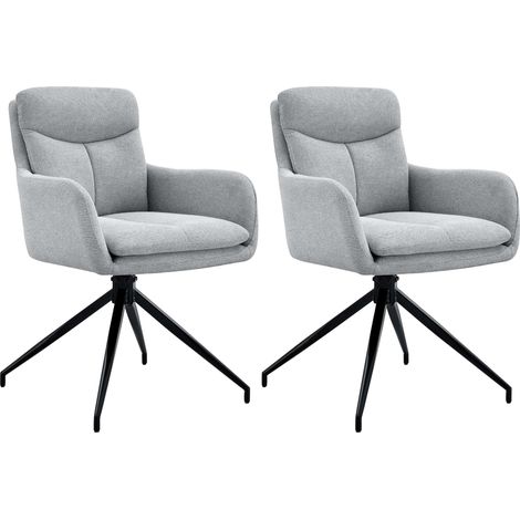 Set di 2 sedie da pranzo Somers in tessuto grigio chiaro