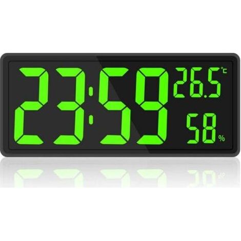 Große digitale LED-Uhr – Anzeige von Uhrzeit, Temperatur und Luftfeuchtigkeit – Rechteckiges Design für Schlafzimmer und Büro – USB-Stromversorgung (1/5)