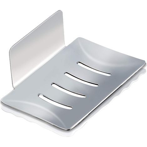 Porte-savon mural, porte-savon de douche sans trou en acier inoxydable, porte-savon de cuisine de salle de bain pour ranger la brosse éponge à savon (argent)