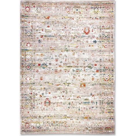 USHAK DESIGN - TAPPETO CLASSICO ANTIQUARIANO - Prodotto in Belgio - Tessuto piatto jacquard meccanico - Rifinito a mano - Antiscivolo naturale - 100% cotone - Delizia turca - 140 x 200 CM