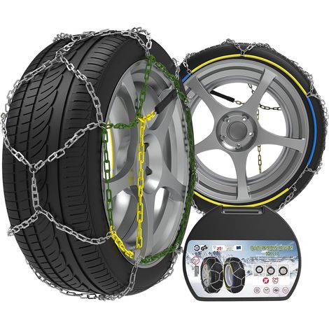 Lot de 2 Chaînes Neige en Alliage d'acier de 12 mm Avec Tendeur - Chaînes neige d'urgence Pour Voiture (taille 110) (1/5)