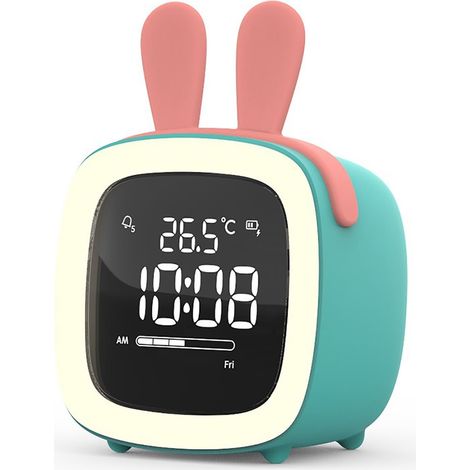 LED Digital Alarm Clock, Smart Alarm Clock for Kids, LED Electronic Clock with Night Light and Cute Ears, 12/24 Hour Display, Temperature, Night Mode, for Boys and Girls
