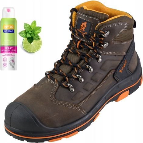 PROFESSIONELLE SCHUHE, Arbeitsstiefel, Leder, wasserdicht, S3 + GRATIS 41