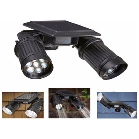 EASYCOMFORT Applique Solaire Étanche avec Capteur de Mouvement - 14 LED, Puissance, 2 Têtes (1/4)