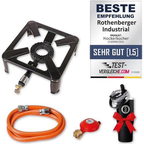ROTHENBERGER Industrial Réchaud à gaz industriel avec tuyau et régulateur avec tasse à café / gobelet isotherme (1/5)