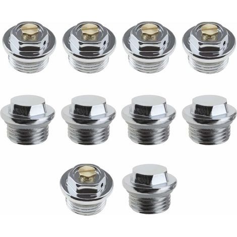10 Stück manuelle 1/2-Zoll-Kühlerentlüftungsventile und 5 Stück Blindstopfen mit Gewindeanschluss und O-Ring-Dichtung