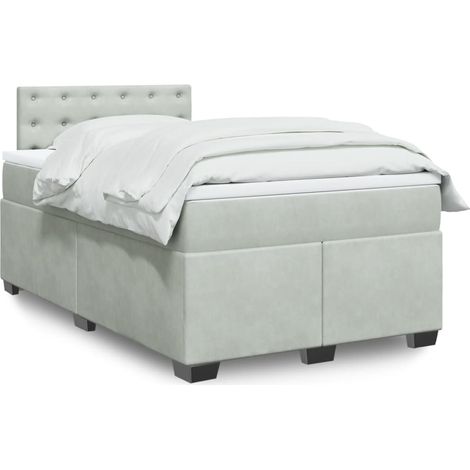 Boxspringbett mit Matratze Hellgrau 120x200 cm Samt