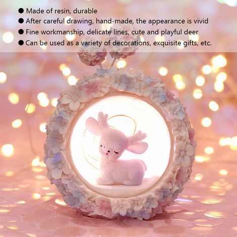 Lampe déco faon mignon fille, veilleuse de bureau pour Noël anniversaire cadeau, ornement maison bleu, décoration festive chambre (1/2)