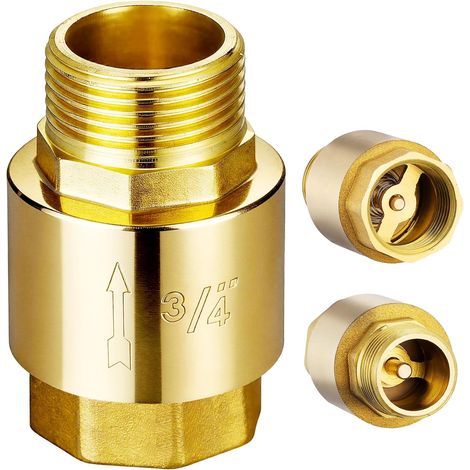Clapet Anti Retour 3/4 pouce en Laiton, Filetage Femelle Vers Mâle Clapets de non-retour 3/4 pouce IG à AG étanche pour Pompe, Jardin, Machine à Laver, Tonneau, Conduite d’eau, Chauffe-eau (1/5)