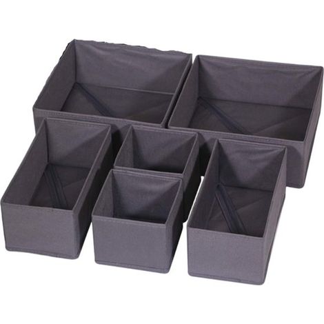 Organizador de cajones para ropa，Juego de 6 separadores de cajones，Organizador de ropa plegable，organizador de lencería de tela (1/5)