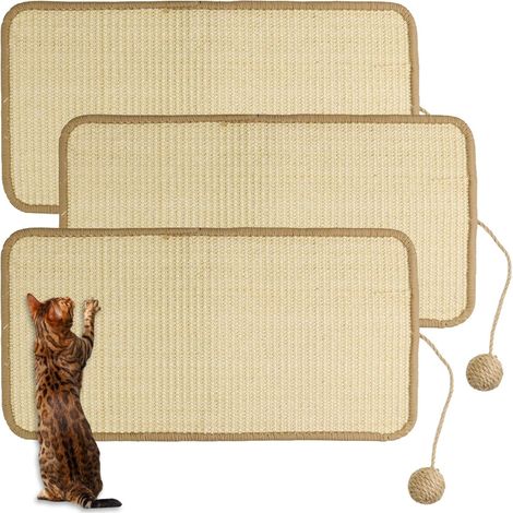 Set di 3 tappetini tiragraffi per gatti, 50x25 cm, antiscivolo, ideale per divani, pareti e angoli, antigraffio, protegge mobili e divani. (1/5)
