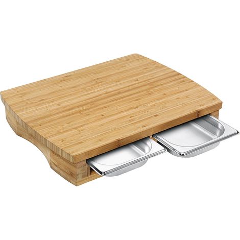 Planche à découper Zassenhaus avec 2 plateaux, bambou/acier inoxydable, 46 x 35 x 8 cm