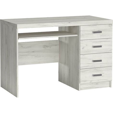 Mesa de oficina Serfeno 114, Kraft Blanco, Con cajones, Con un estante para teclado, Número de puertas: 0, Número de cajones: 4, 82x120x60cm