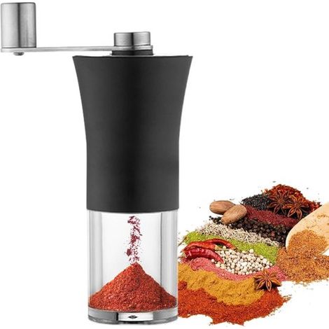 Molinillo de café manual de acero inoxidable y cerámica，molinillo de espresso manual de madera con ajuste continuo y molienda cónica (1/5)