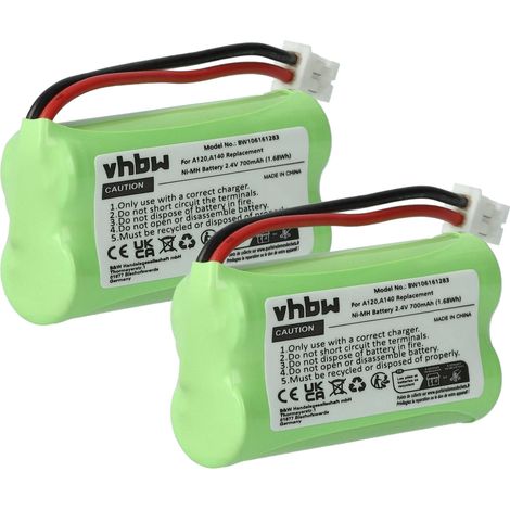 vhbw 2x Akku Ersatz für V30145-K1310-X359, S30852-D1640-X1, T382, T436-U1 für schnurlos Festnetz Telefon (700 mAh, 2,4 V, NiMH)