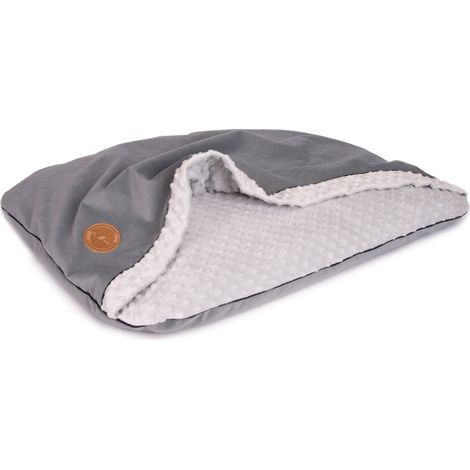 Nerz NEL grauer Samt + grauer Minky-Stoff, 80 cm x 60 cm (1/5)