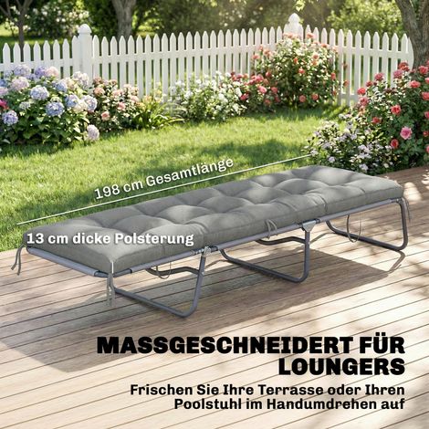 Coussin de palette détachable avec sangles d'attache, compatible avec la majorité des transats, 198 x 65 x 13 cm, gris clair (1/4)