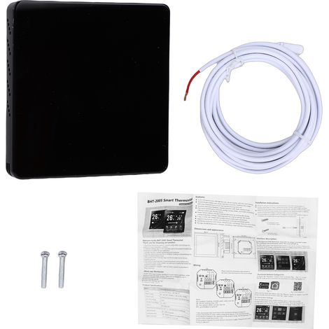 Elektrischer WLAN-Thermostat für Fußbodenheizung mit intelligentem Touchscreen, eingebautem Sensor, 4-Zoll-Farbdisplay und Fernbedienungs-App (schwarz). (1/5)