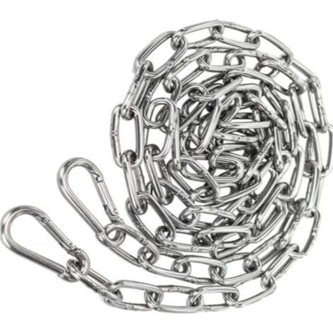 Chaîne en Acier inoxydable 3mm 1,5m Chaine Acier + 2 pcs Mousqueton Chaîne de Maillon d'extension pour Accrocher Chaîne d'ancre (1/5)