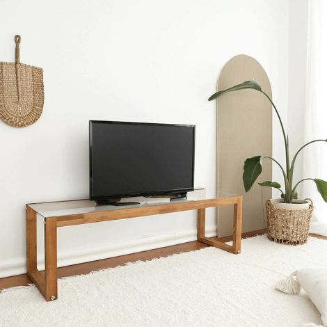 Dmora - Mueble de televisión Dfrattes, Aparador de salón, Mueble bajo para TV, Base de pared equipada, 130x40h40 cm, Roble (1/5)