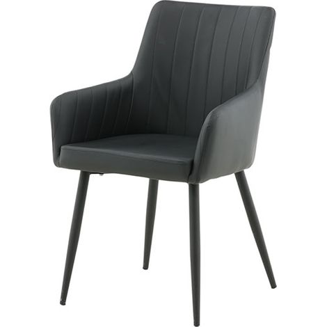 Comfort chaise de salle à manger avec accoudoirs cuir PU noir. (1/5)