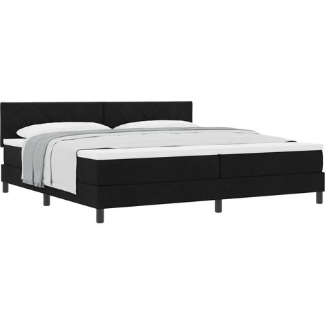 Box Spring Bed with Headboard Manual Black 200 x 200 cm Fabric vidaXL (1/5)