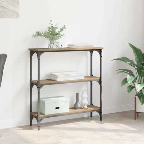 Vidaxl – Table console en bois d'ingénierie 75 x 22.5 x 75 cm – Style moderne – Étagères pratiques – Pieds en métal durables (1/5)