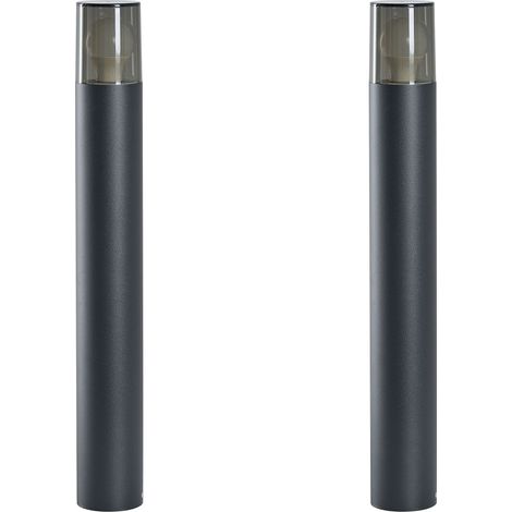 Lot de 2 Bornes Lumineuses Modernes d'Extérieur pour Jardin Lampes d'Allée 60 cm en Aluminium Noir Elrick (1/5)