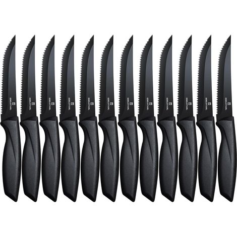 Couteaux à Steak,Set de 12,Noir Couteau de Table,Ustensile Cuisine (1/5)