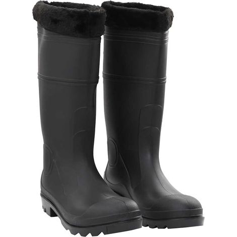 Bottes en caoutchouc avec doublure amovible, noires, pointure 45, PVC