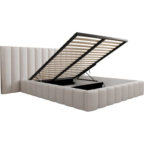 Cama arcón 160x200 con somier Kira blanco roto