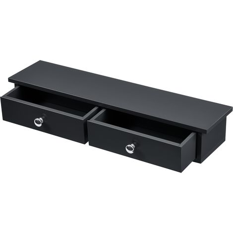 Mensola da Parete Geeste Comodino Sospeso con 2 Cassetti 60 x 15 x 10 cm - Nero [en.casa]