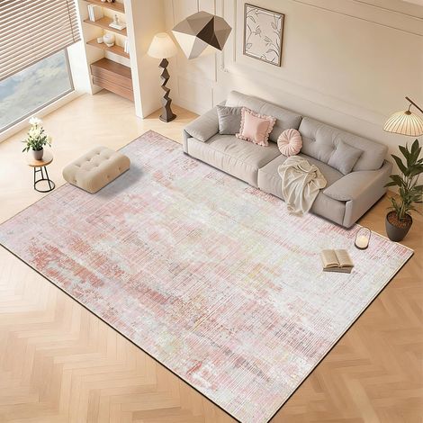 Tapis Salon Moderne à Poils Courts 160x230cm,Rose,Lavable,Antidérapant, pour Chambre Adulte,Balcon,Jardin (1/5)