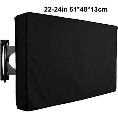 Housse de télévision en tissu Oxford PVC, imperméable et résistante aux intempéries - noire (1/5)